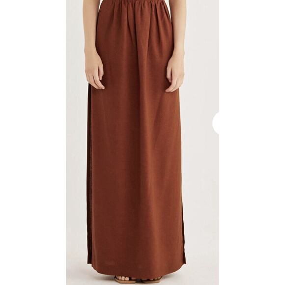 Rumer The Label Roam Maxi Skirt Size Small Brown Side Slit - Picture 1 of 13